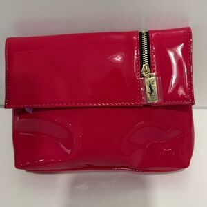 Yves Saint Laurent Fuchsia Patent Makeup Cosmetics Clutch